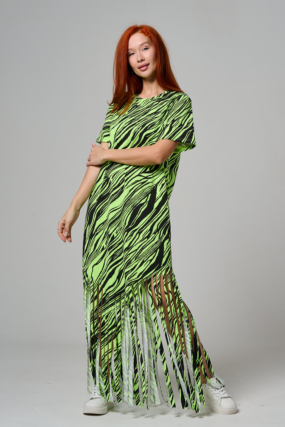 Натали Платье 585687 7480 неон салат+чёрный