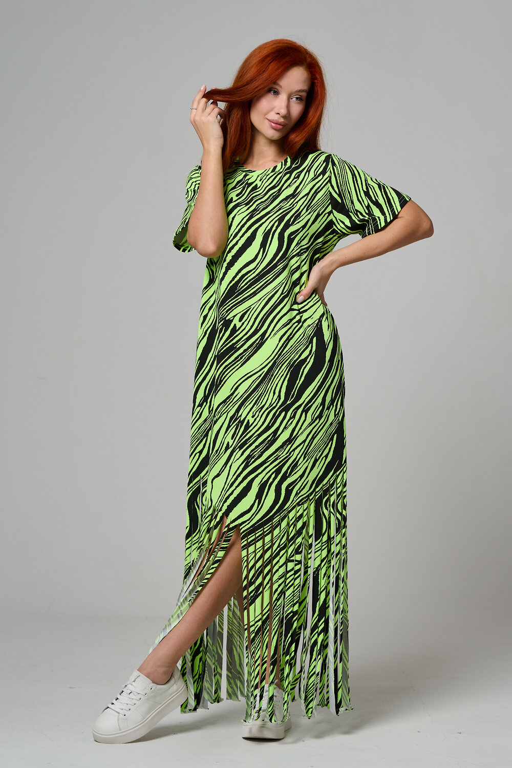 Натали Платье 585687 7480 неон салат+чёрный