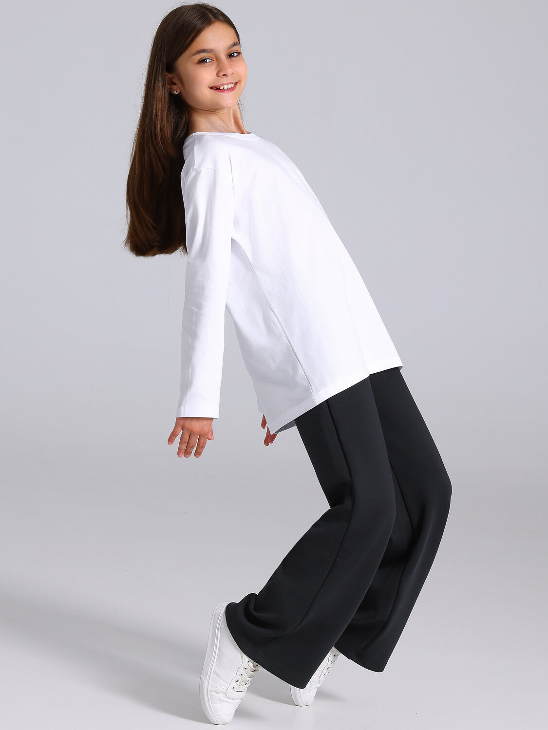 Апрель Брюки 585771 1ДББ4480176 твид елочка черный