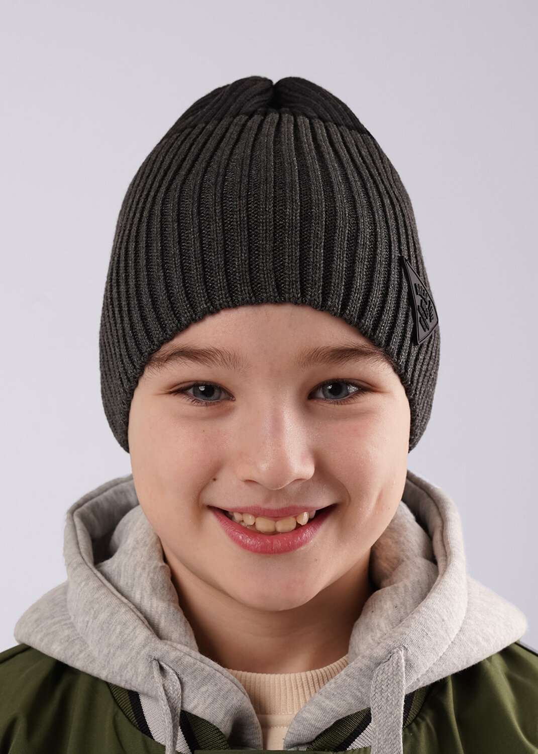 CLEVER Шапка 585894 564667ха меланж серый/чёрный