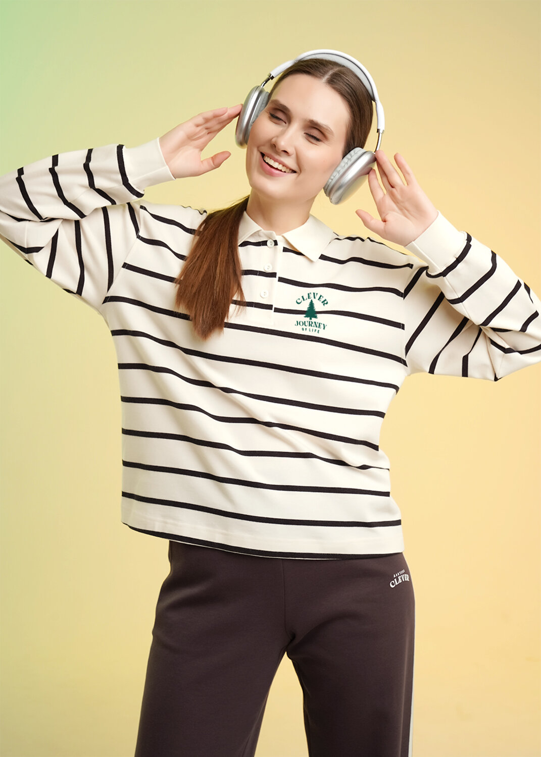 CLEVER Джемпер 586218 LF26-100/4 молочный/т.серый