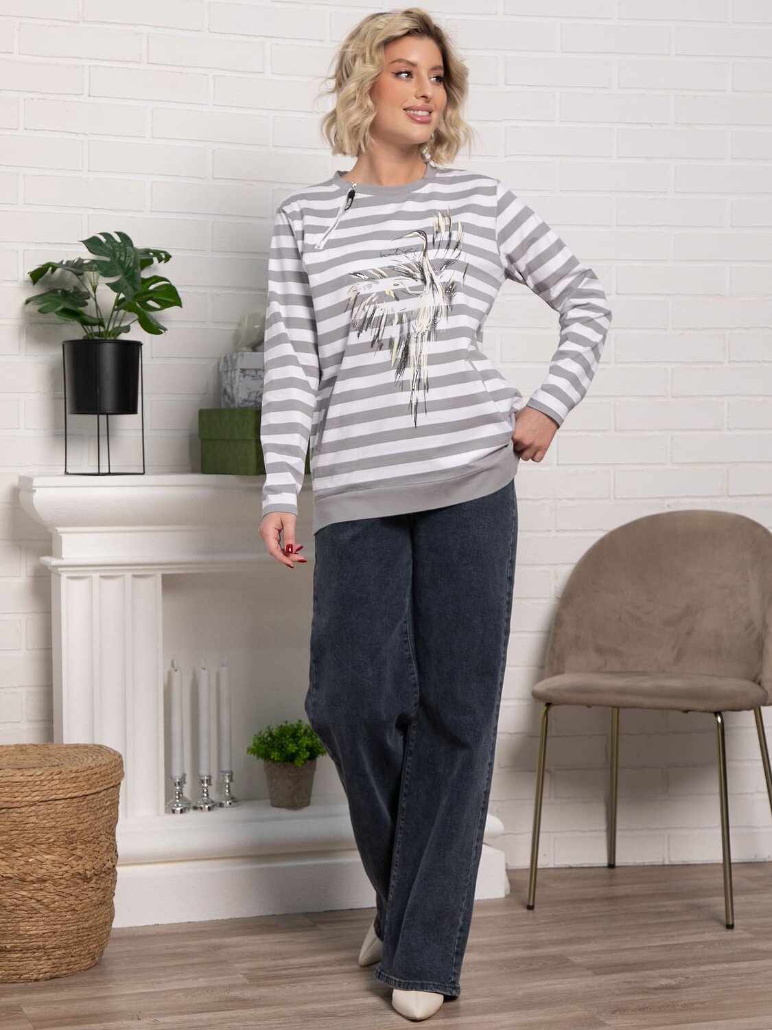 LT Collection Блуза 586313 Б15285-18М серый