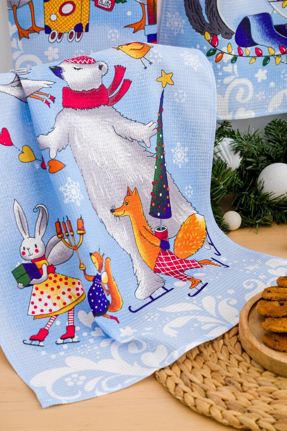 Натали Полотенце 586358 Полотенце кухонное Зимушка зима белый/голубой