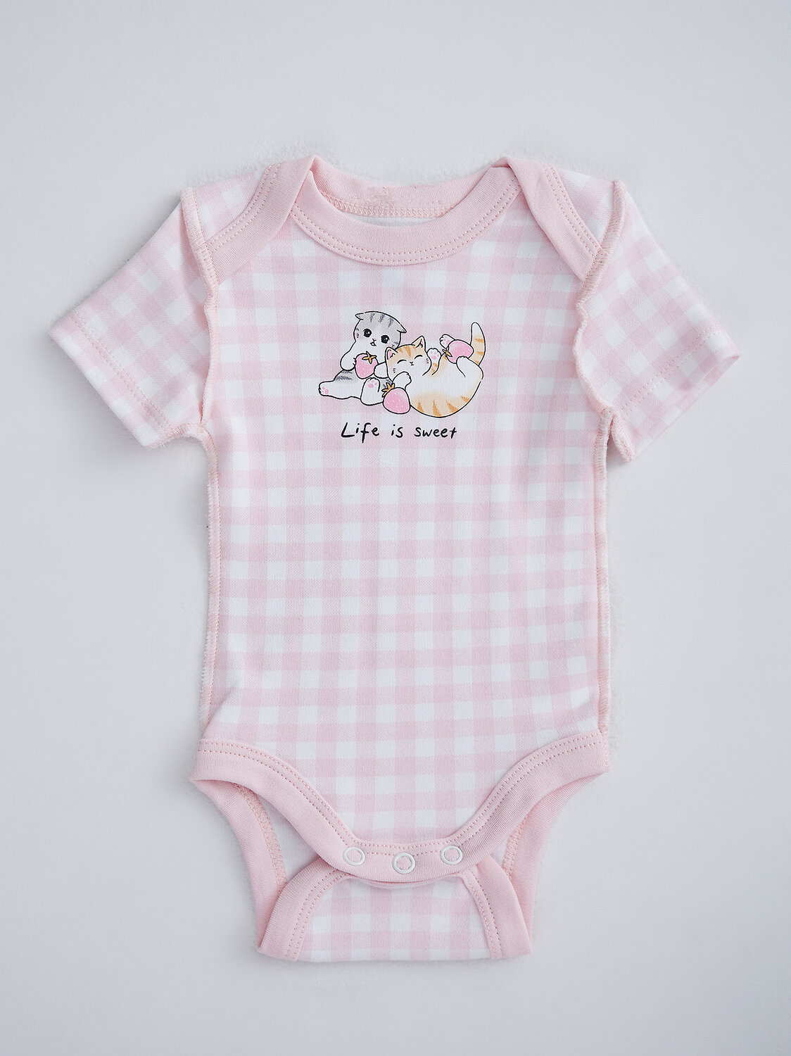 MARK FORMELLE Боди детское 586620 13015-1-2 розовая клетка на белом +клубничка на белом