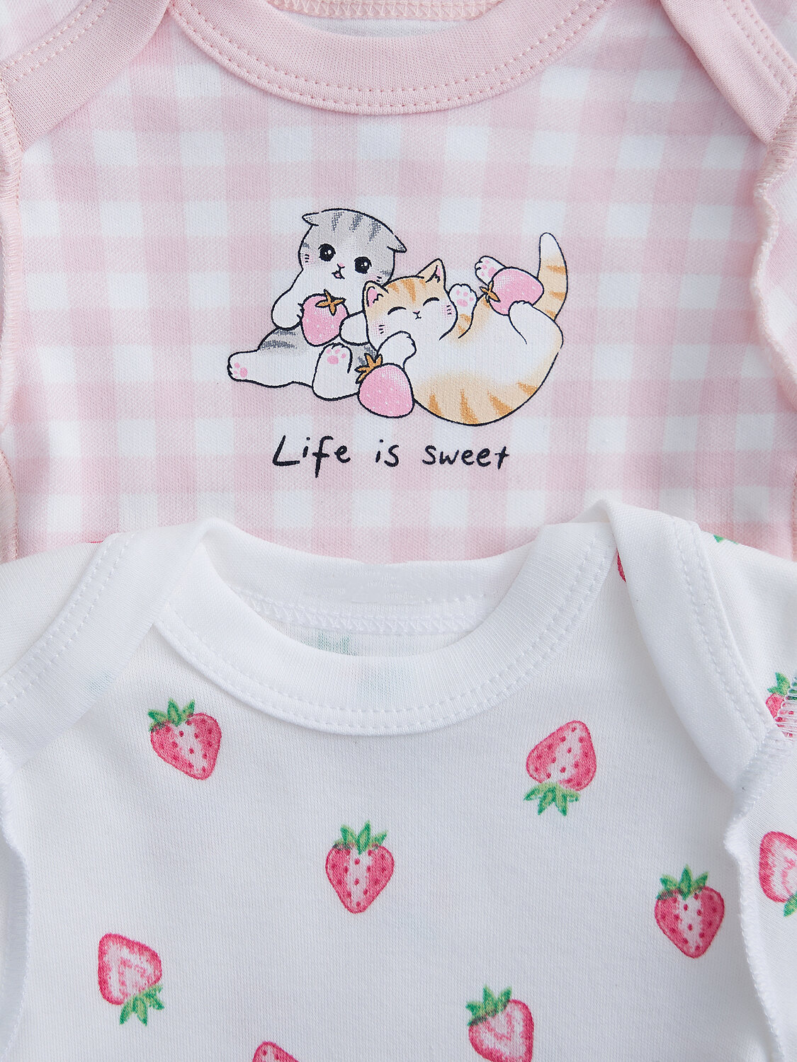 MARK FORMELLE Боди детское 586620 13015-1-2 розовая клетка на белом +клубничка на белом