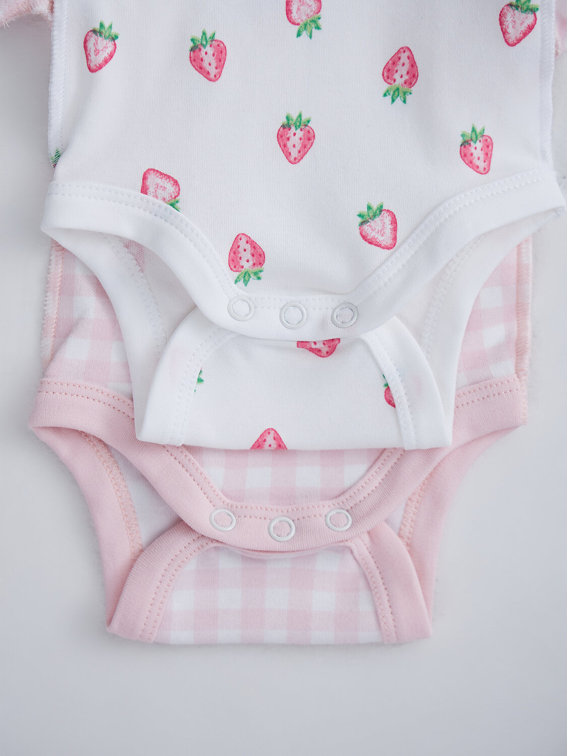 MARK FORMELLE Боди детское 586620 13015-1-2 розовая клетка на белом +клубничка на белом