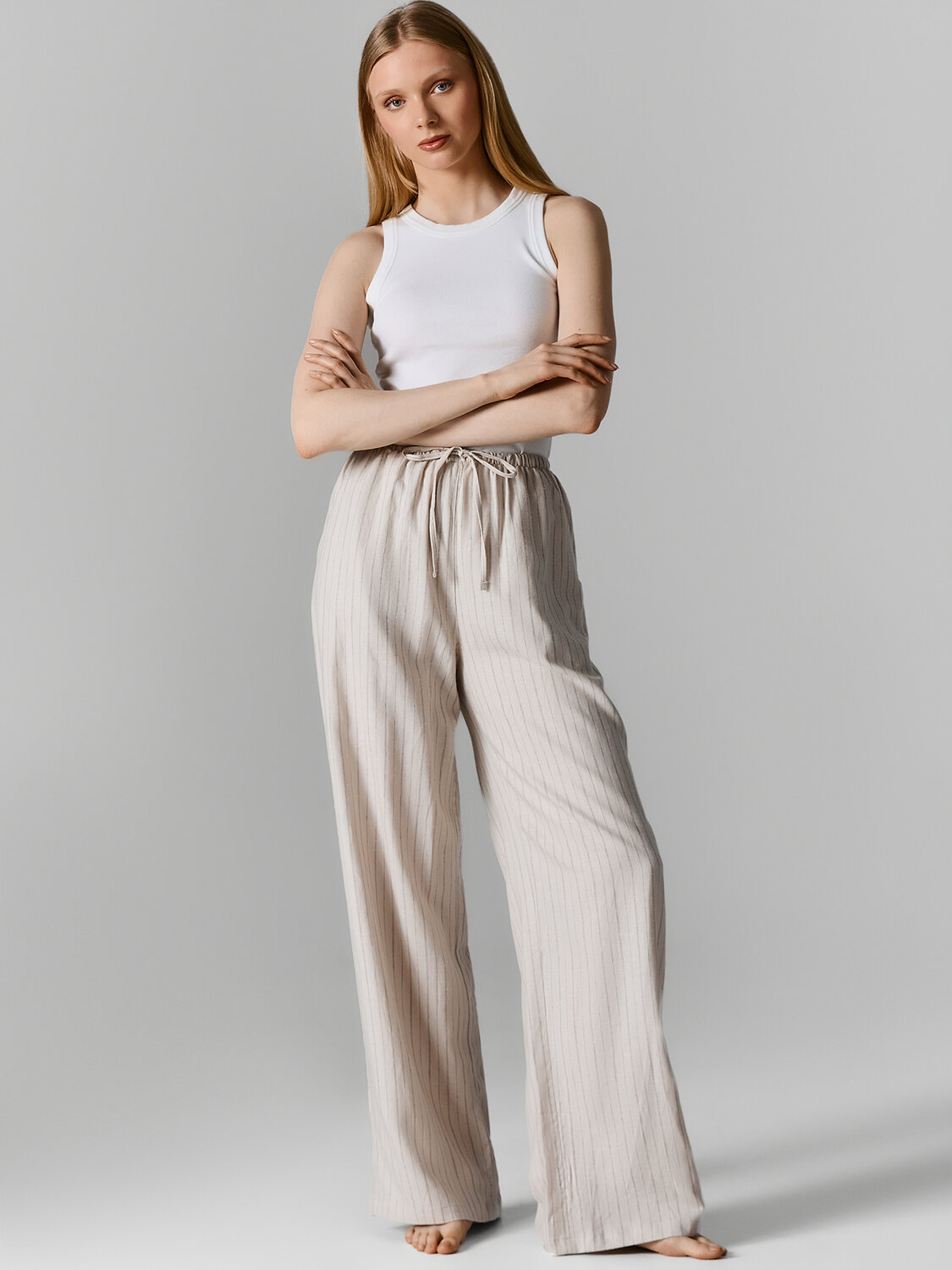 MARK FORMELLE Брюки 586629 532431 полоска на бежевом