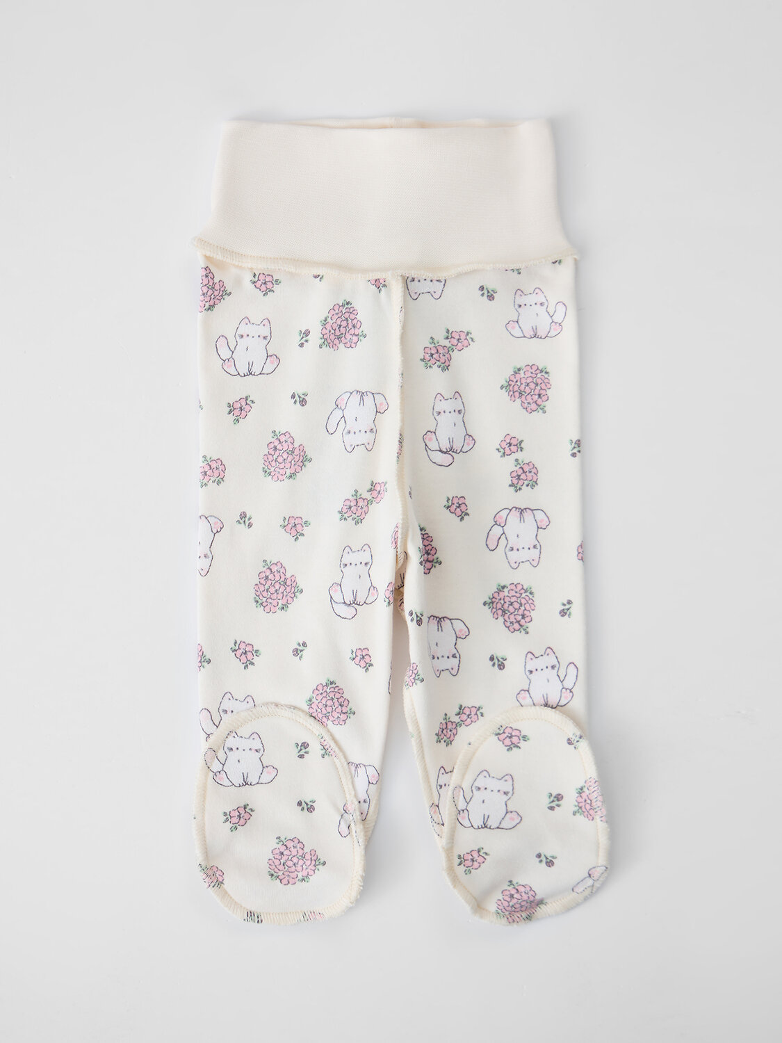 MARK FORMELLE Ползунки 586765 85117-1-3 котики с цветами на молочном +мята +цветочки на розовом