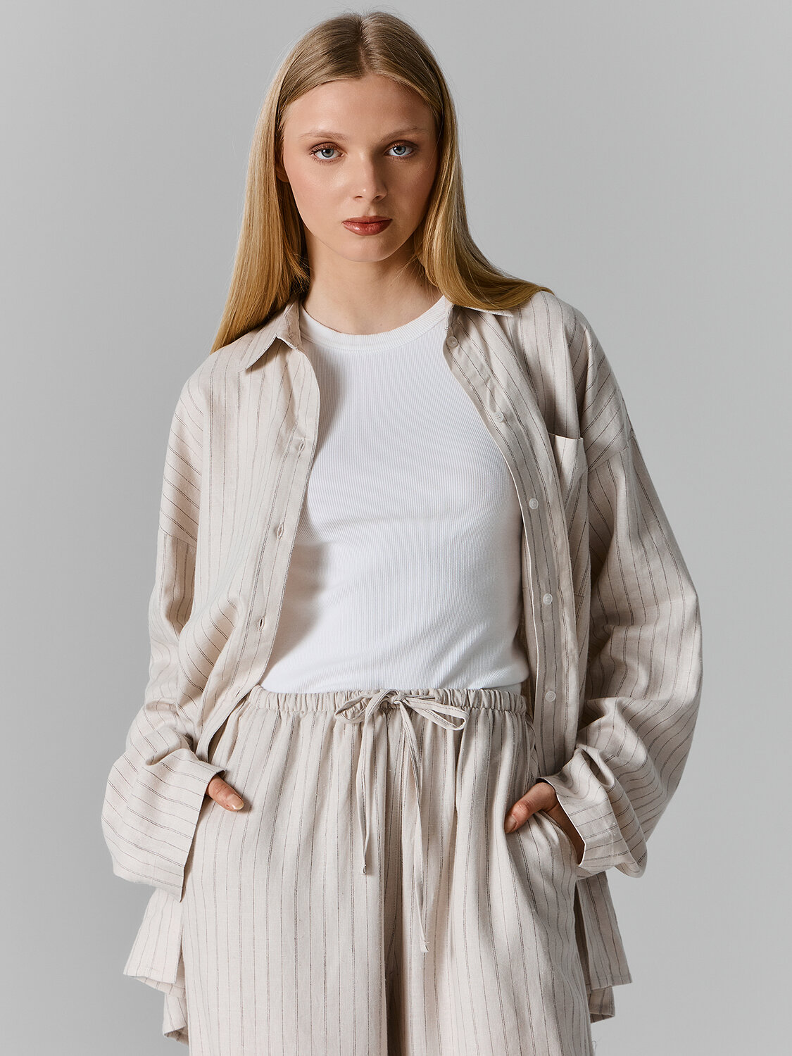 MARK FORMELLE Рубашка 586772 502985-1 полоска на бежевом