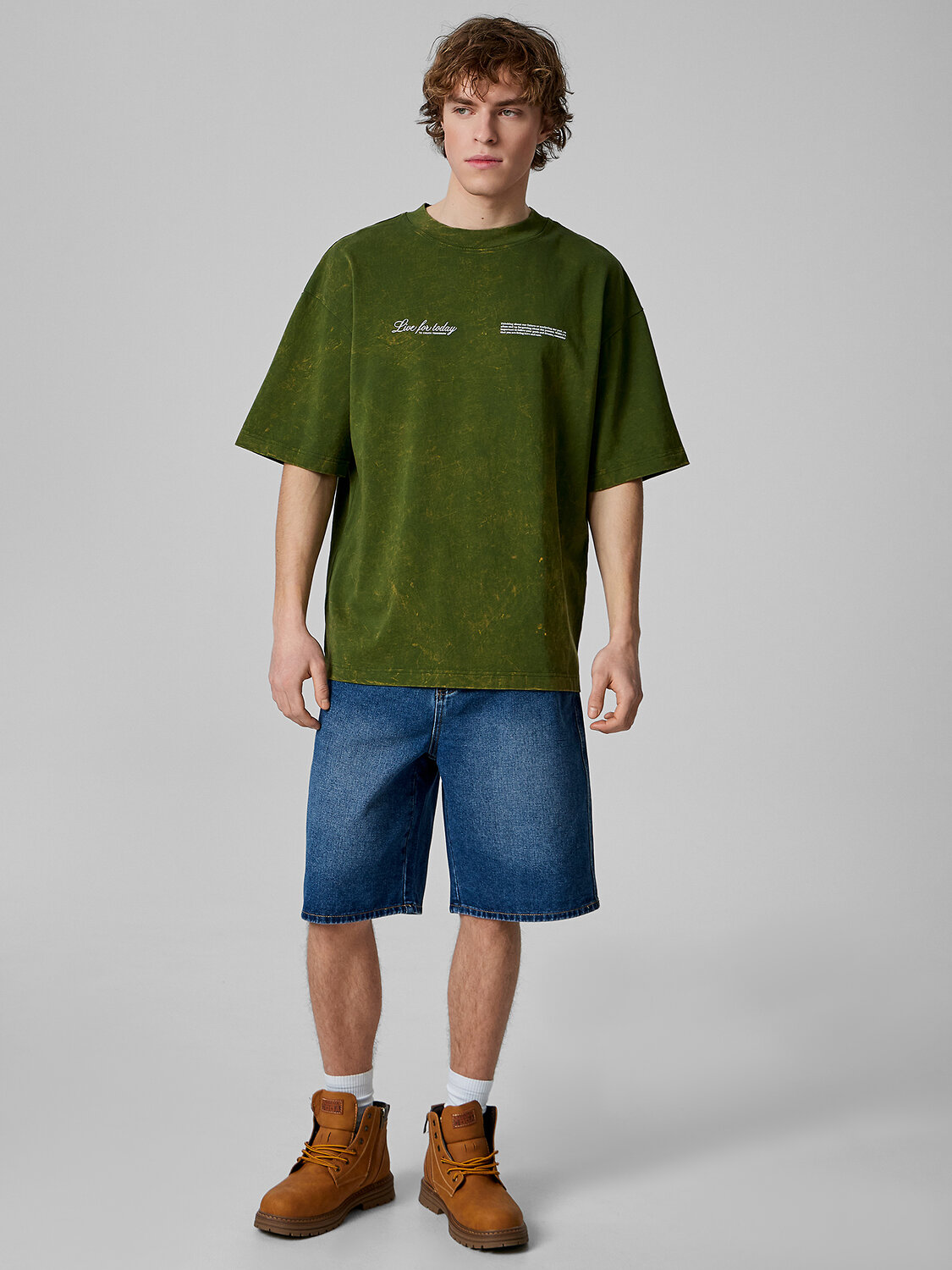 MARK FORMELLE Футболка 586891 111883 ACID WASH т.зеленый +печать