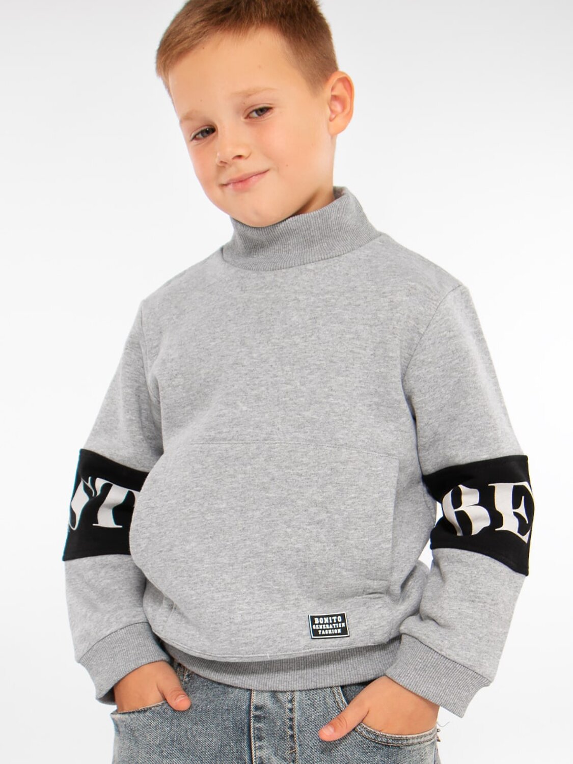 Bonito Толстовка 587233 BK1515T серый меланж