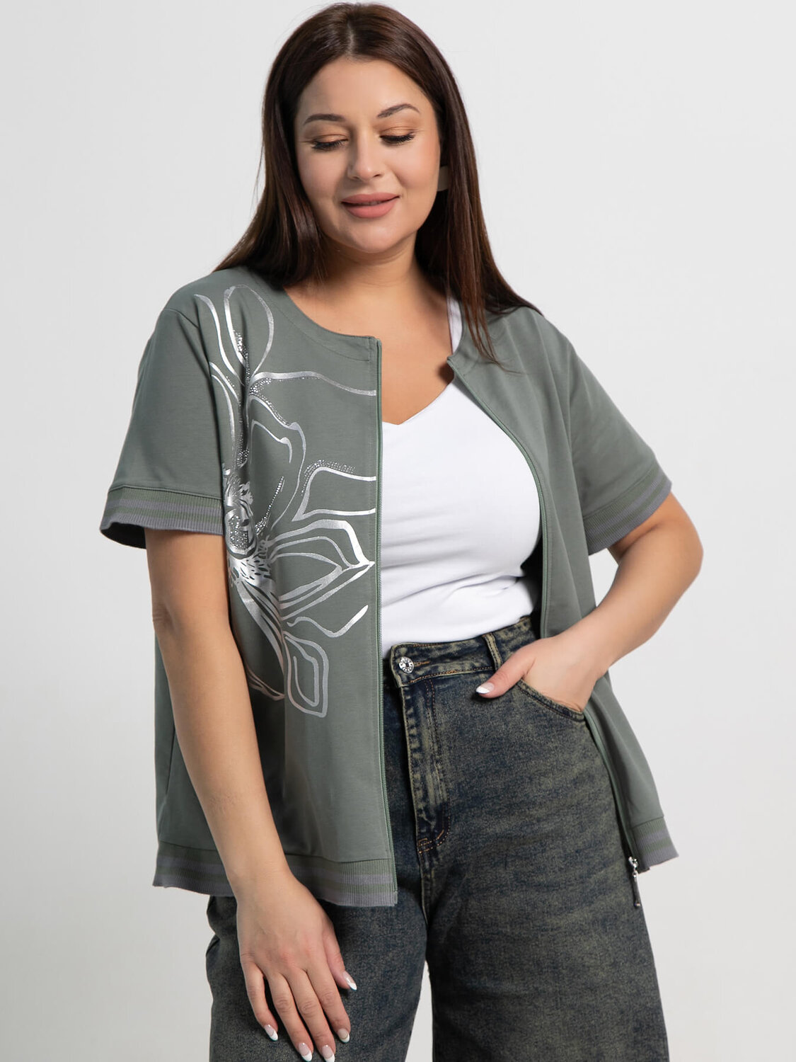 LT Collection Блуза 587354 Б15358-20М оливковый