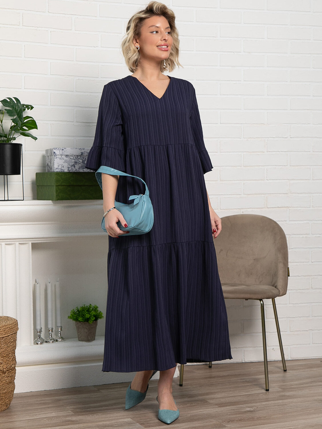 LT Collection Платье 587360 П15387-8М темно-синий