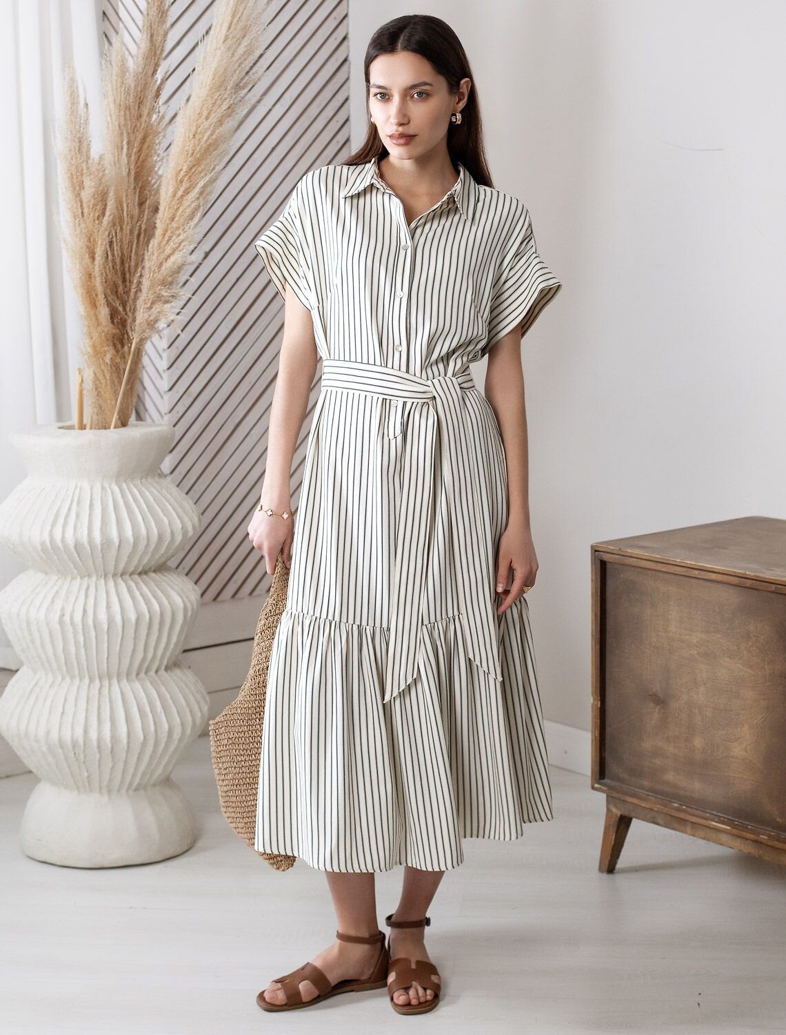 VILATTE Платье 587372 D22.264 молочный-синий