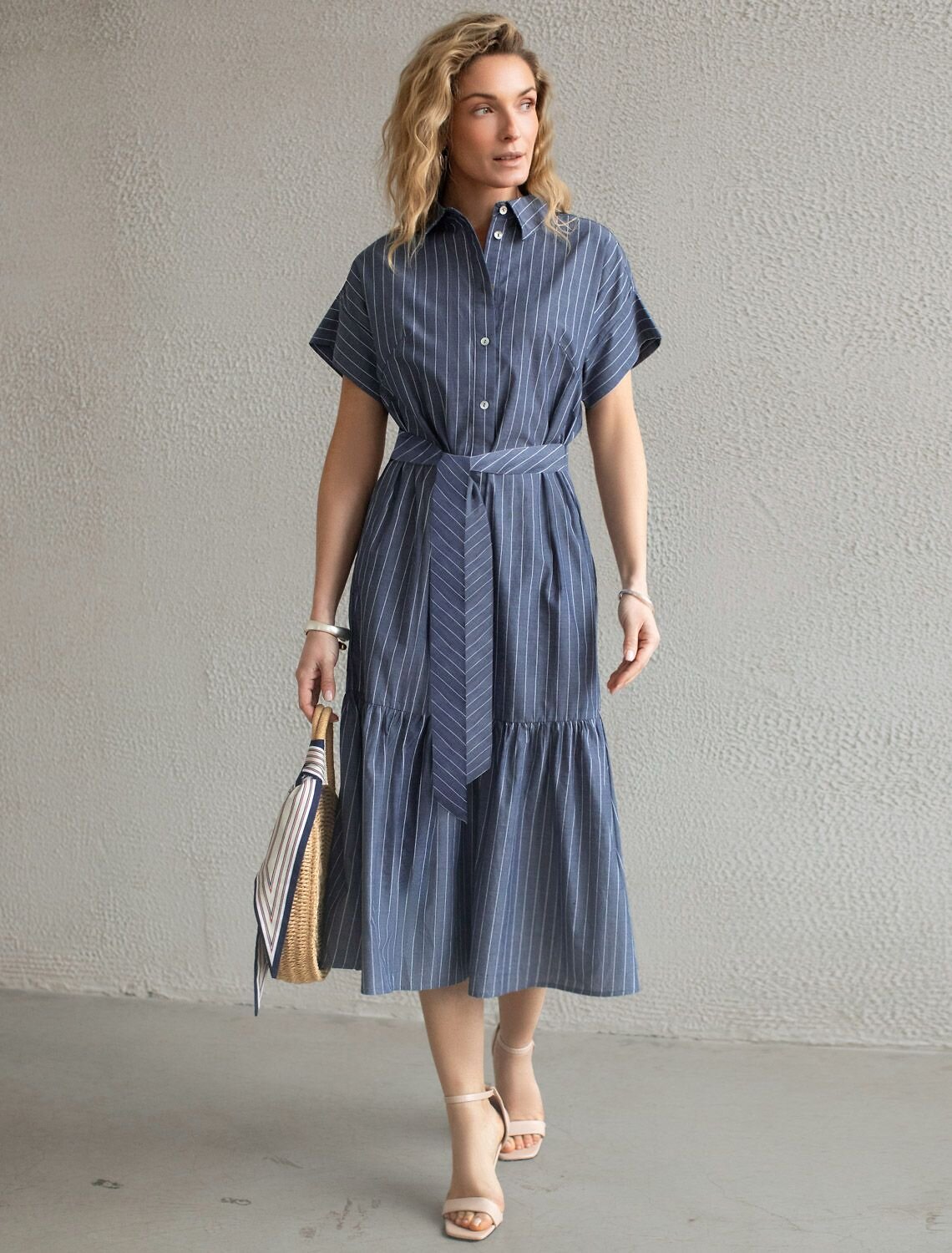 VILATTE Платье 587373 D22.264 серо-синий