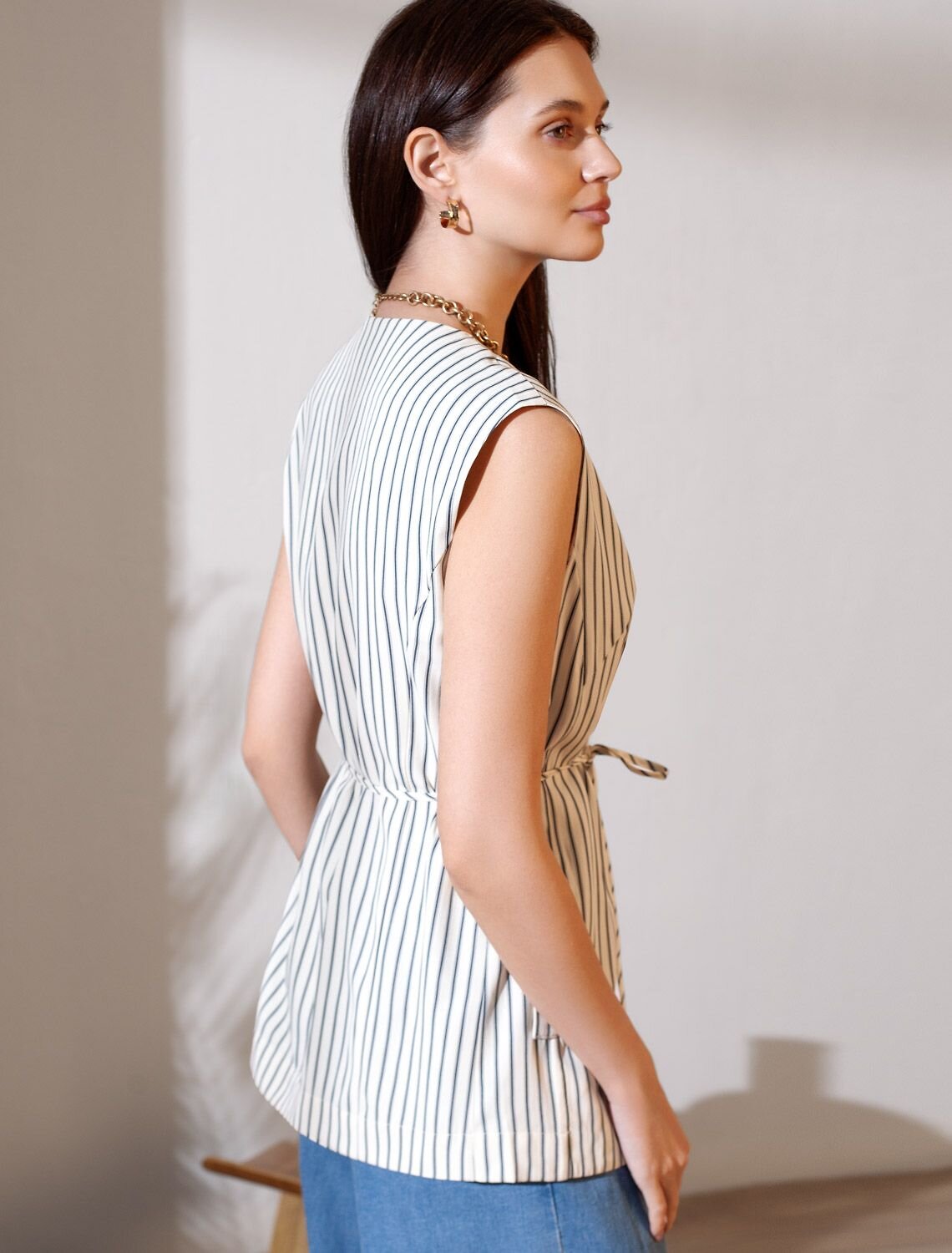 VILATTE Жилет 587378 D27.003 молочный-синий