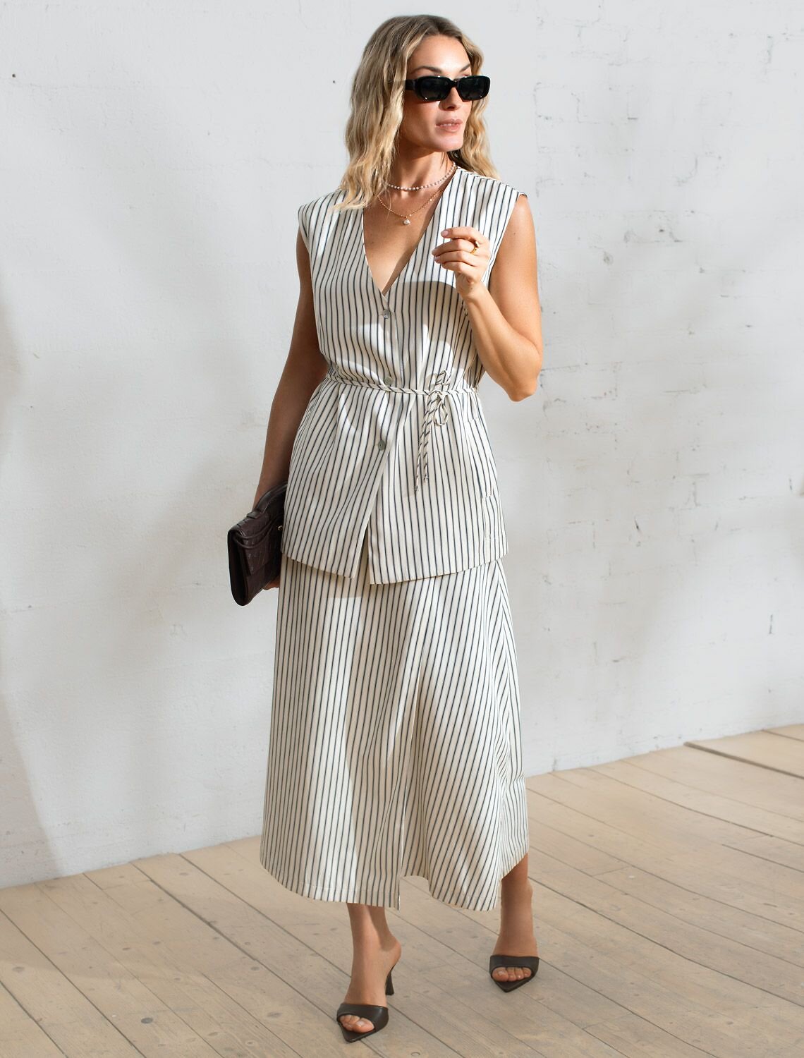 VILATTE Жилет 587378 D27.003 молочный-синий