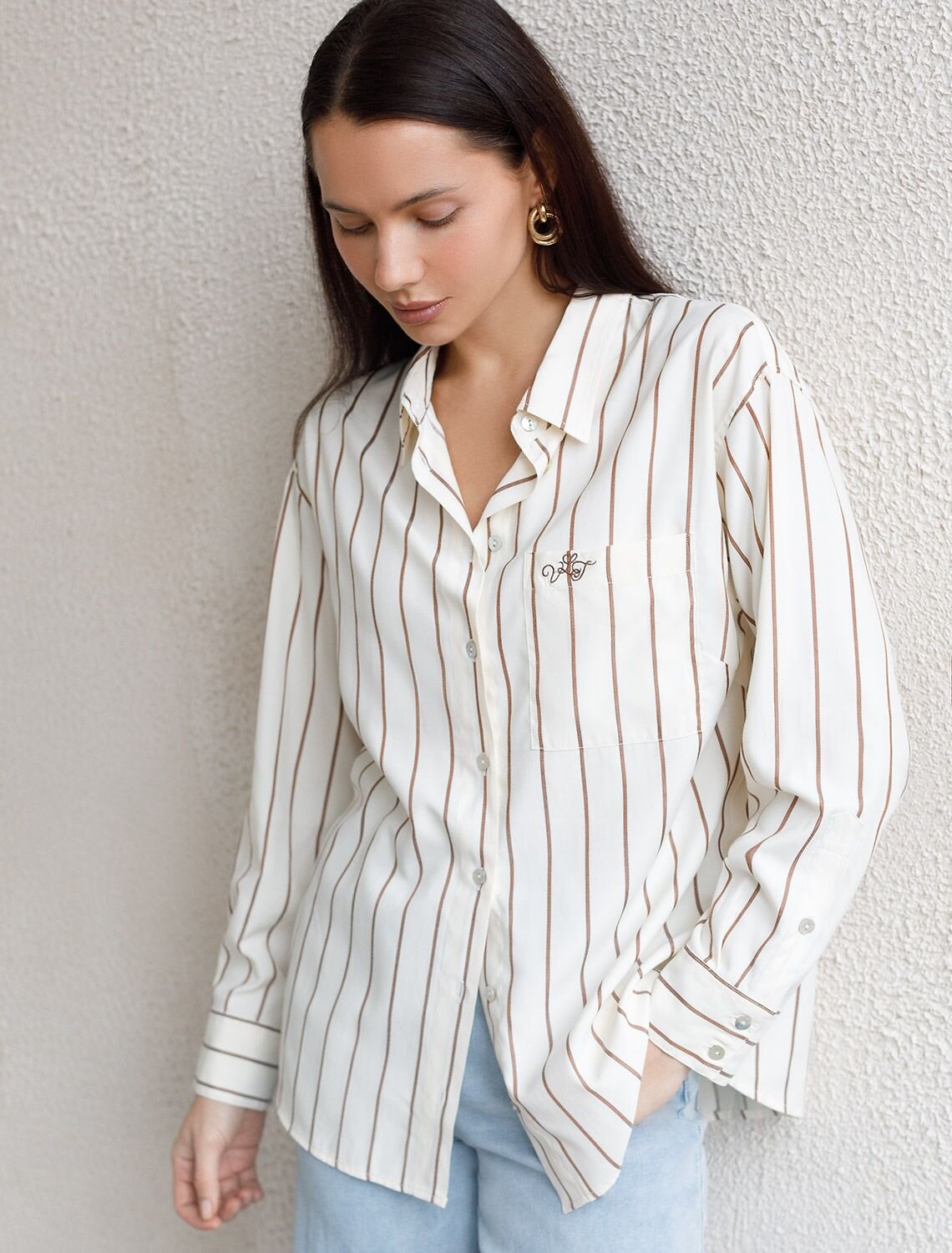 VILATTE Блузка 587381 D29.298 светло_бежевый-кофейный