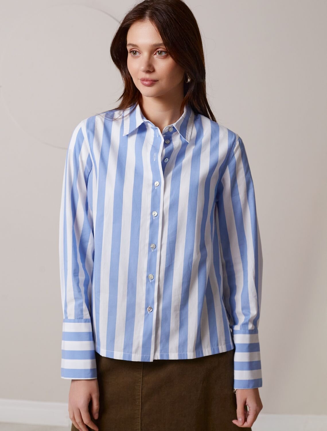 VILATTE Блузка 587382 D29.300 белый-голубой