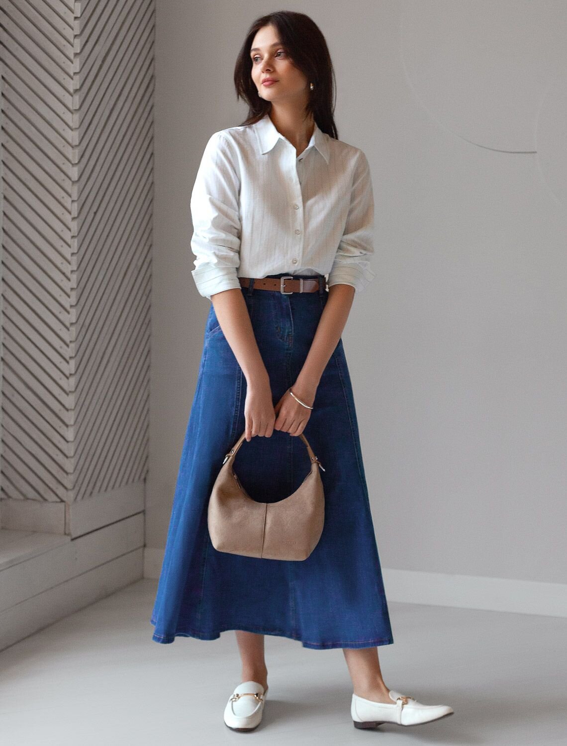 VILATTE Блузка 587383 D29.300 белый-светло-оливковый