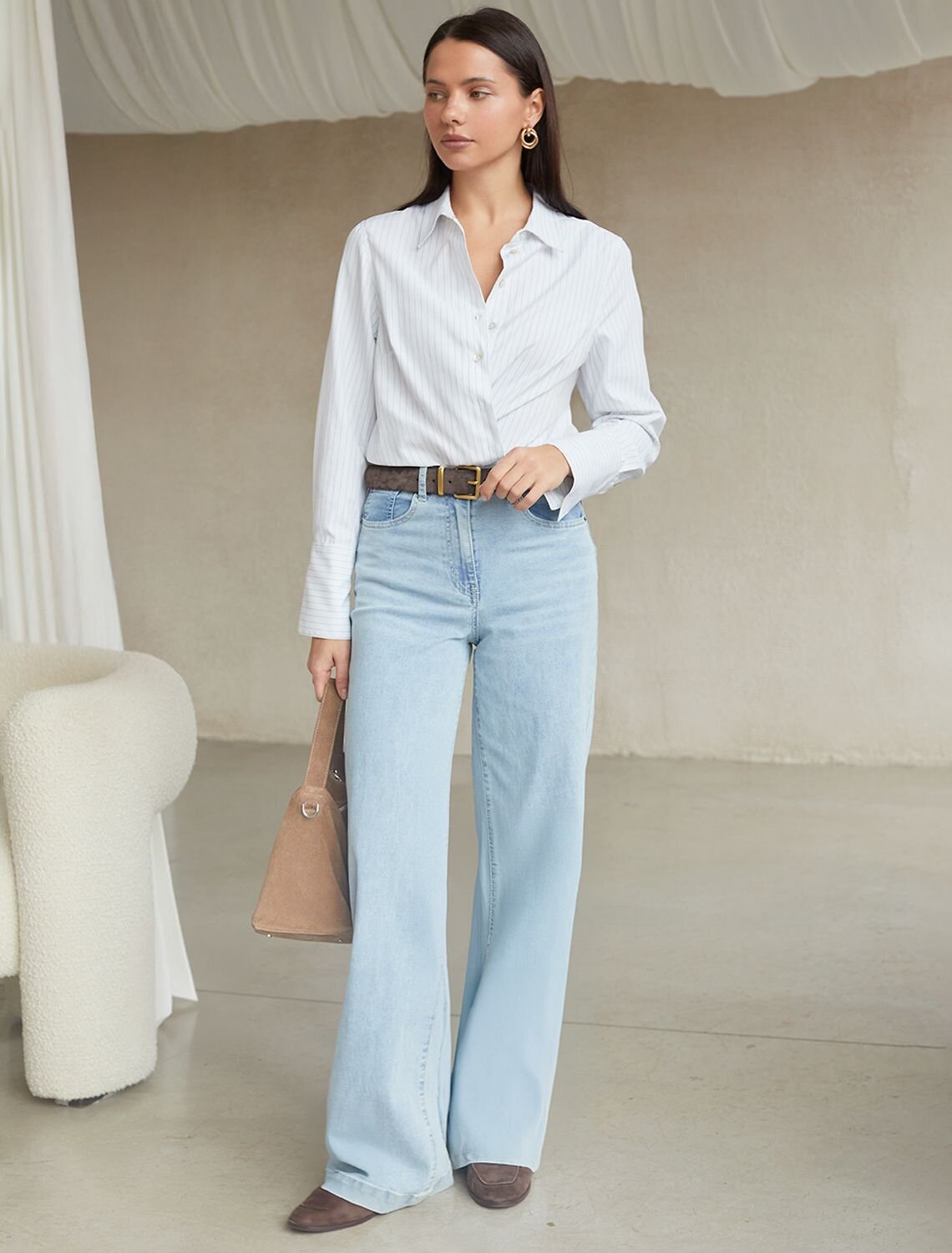 VILATTE Блузка 587384 D29.300 белый-синий