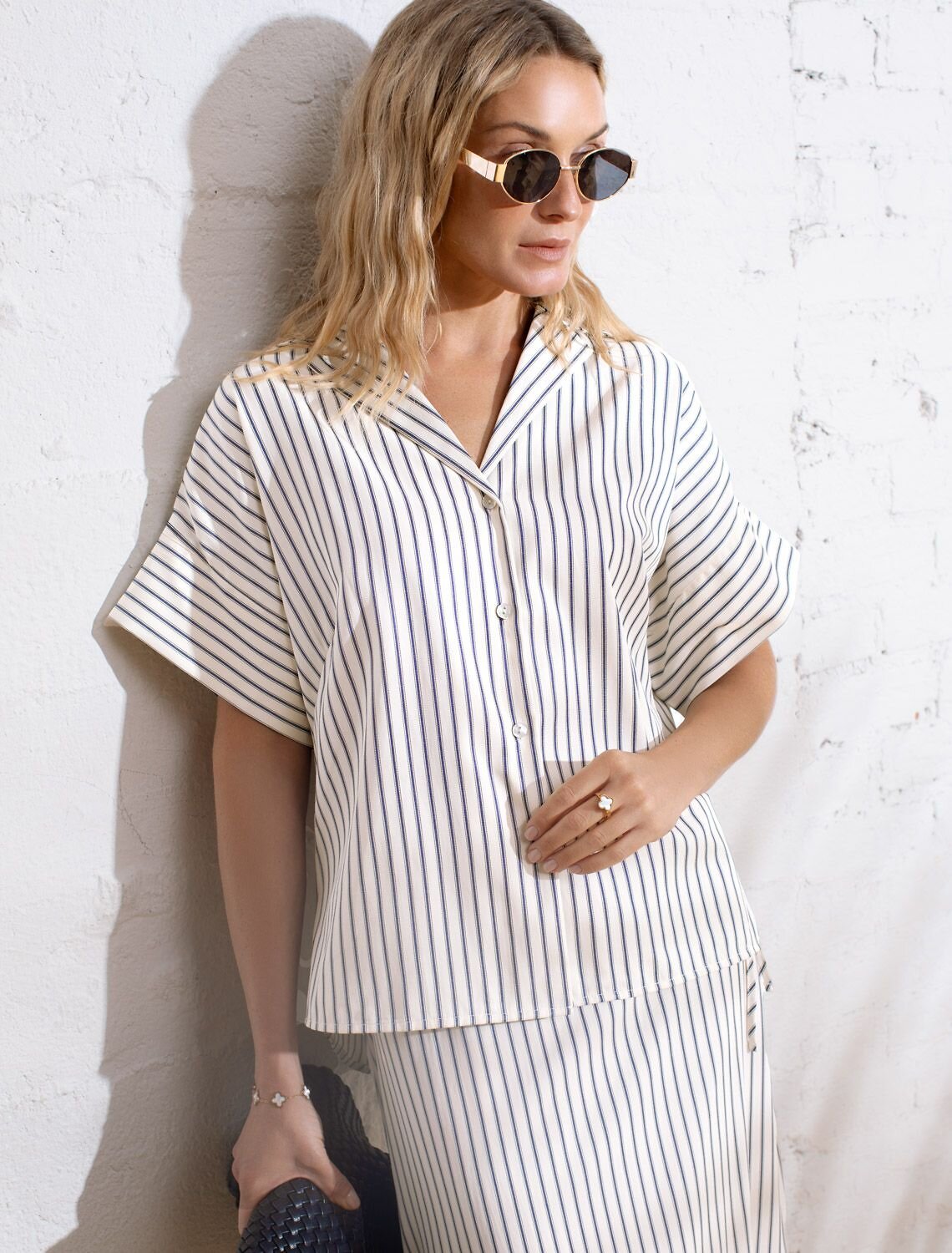 VILATTE Блузка 587392 D29.340 молочный-синий