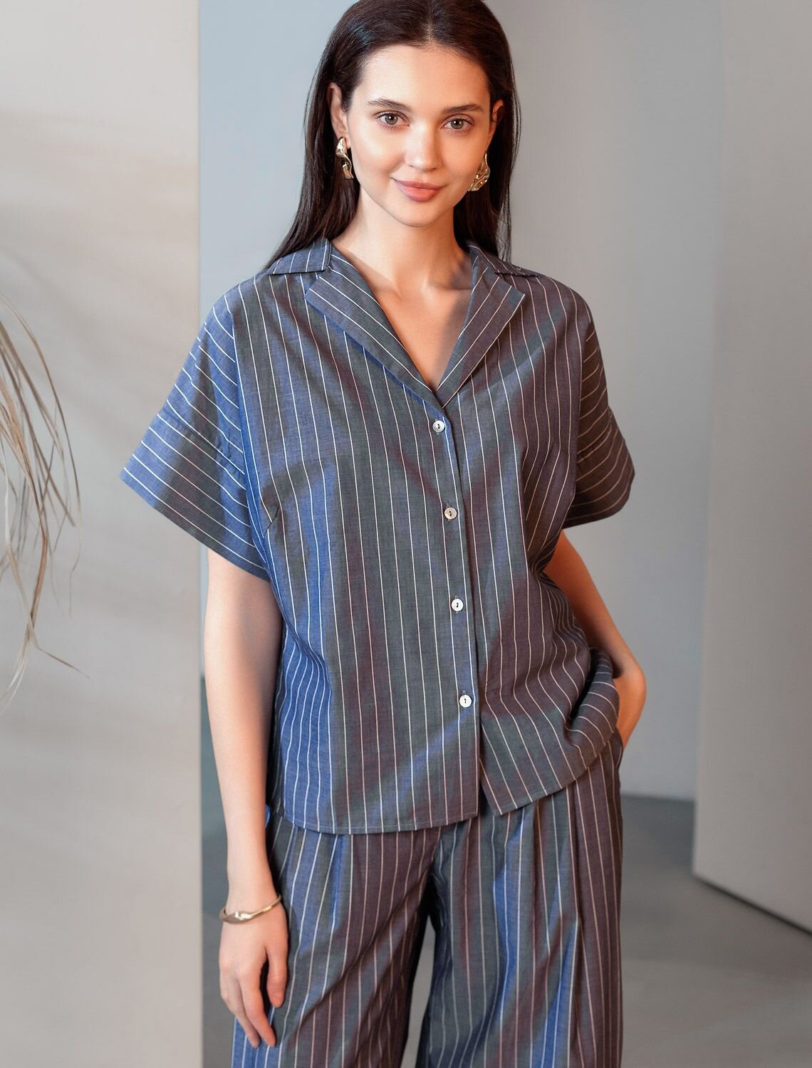 VILATTE Блузка 587393 D29.340 серо-синий