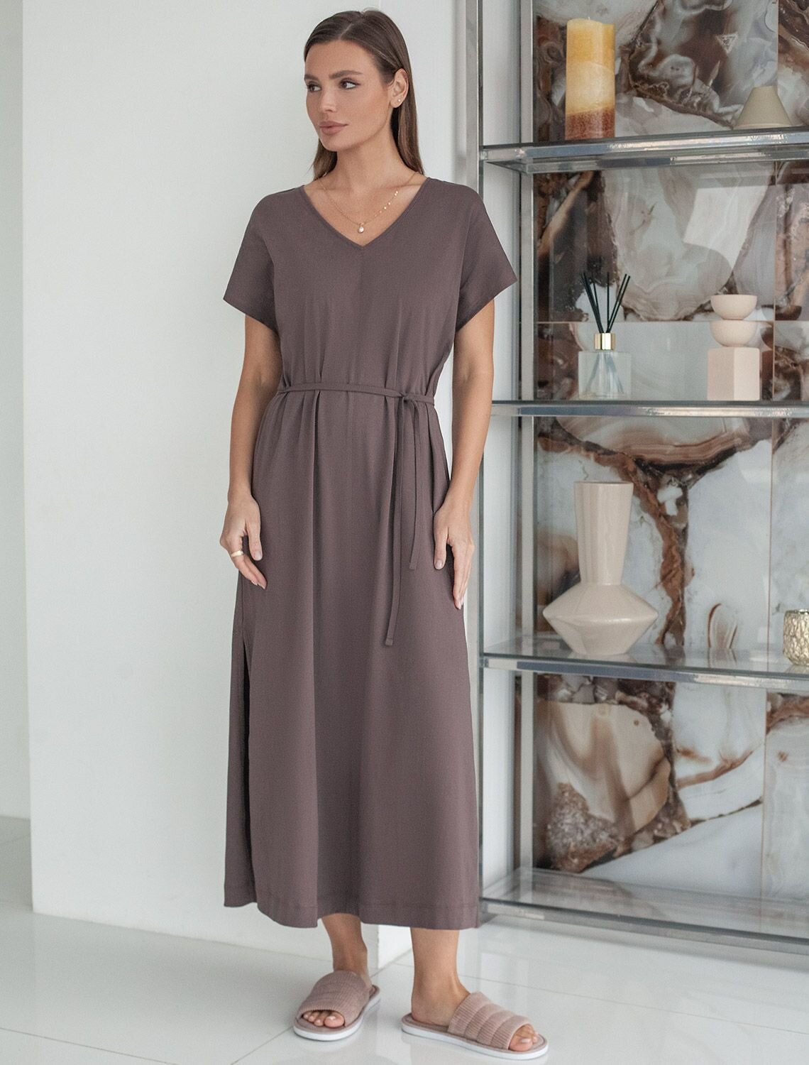 VILATTE Платье 587398 D42.122 кофейный