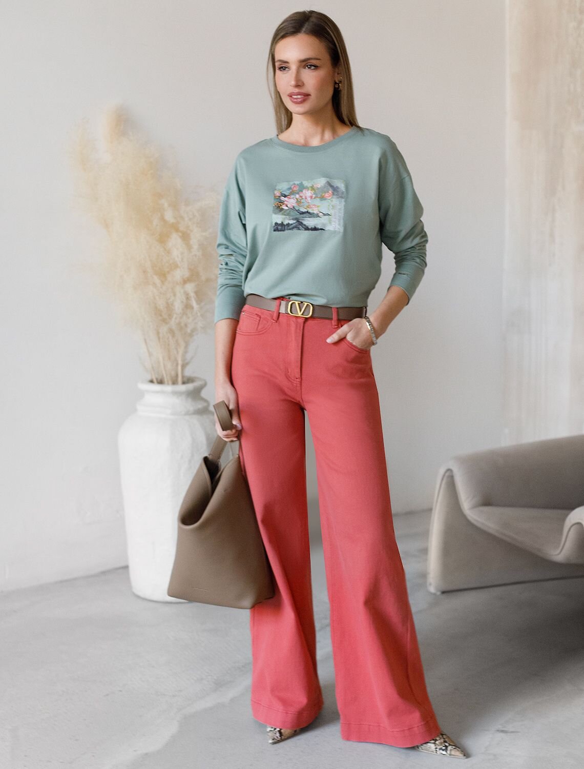 VILATTE Джемпер 587412 D49.148 св.оливковый_пейзаж