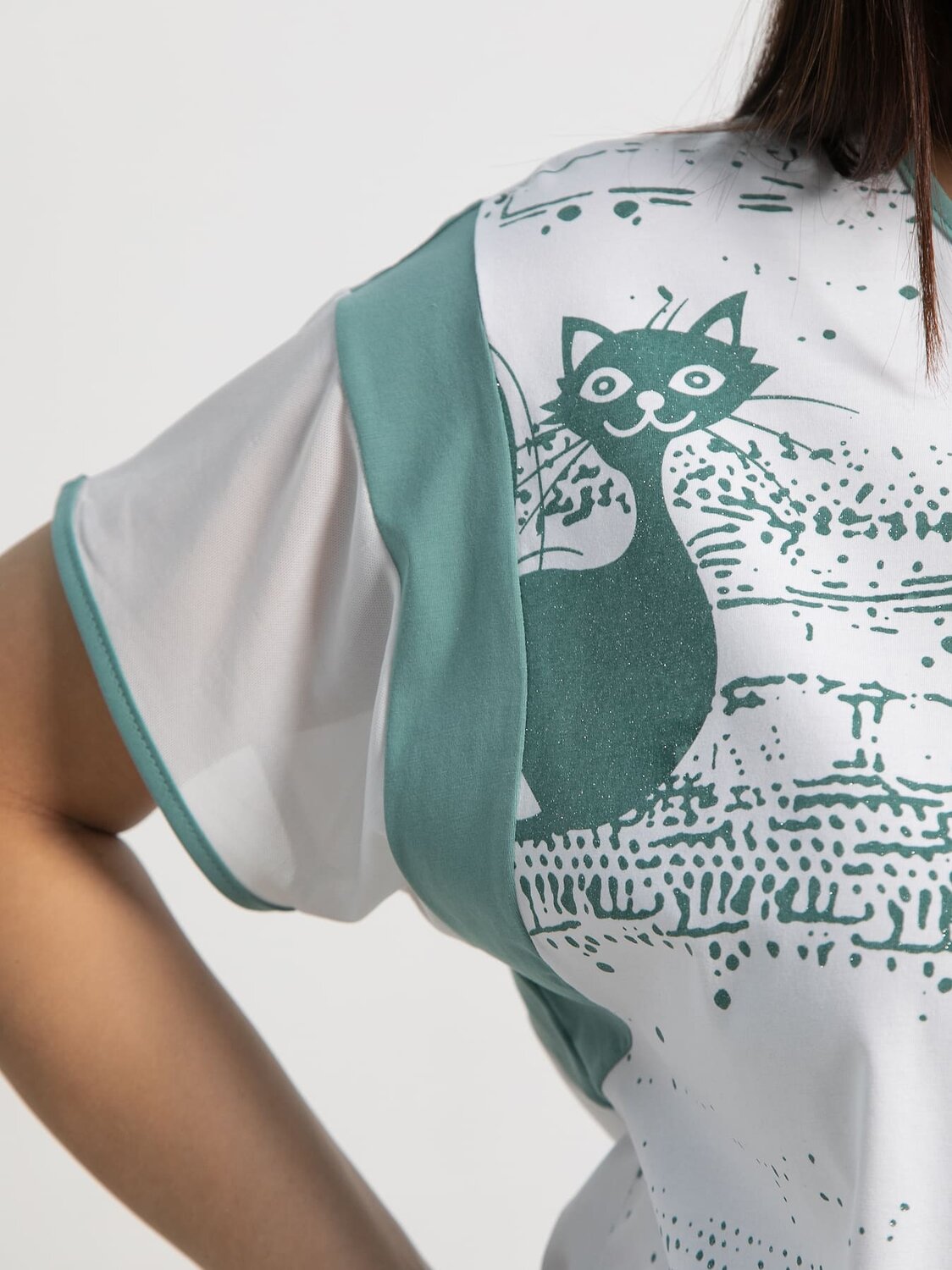 LT Collection Блуза 587430 Б15364-20М белый/оливковый