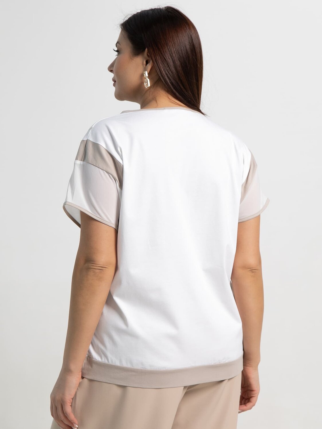 LT Collection Блуза 587431 Б15365-20М белый/бежевый