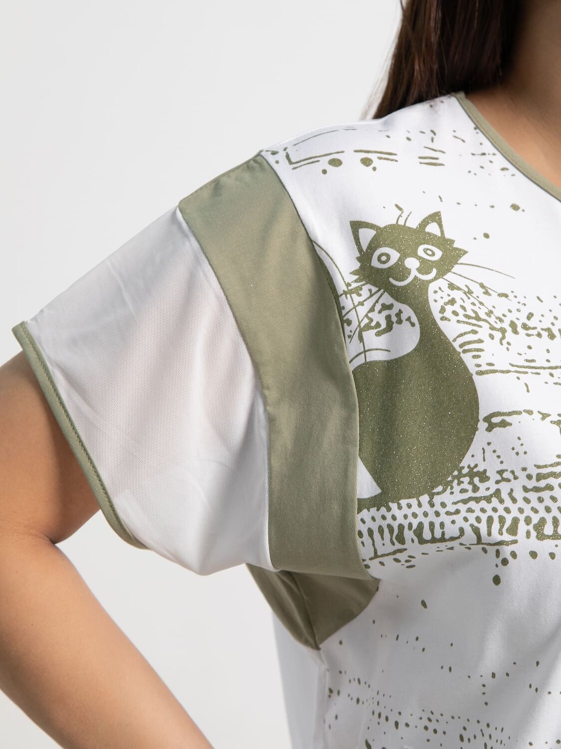 LT Collection Блуза 587432 Б15366-20М белый/хаки