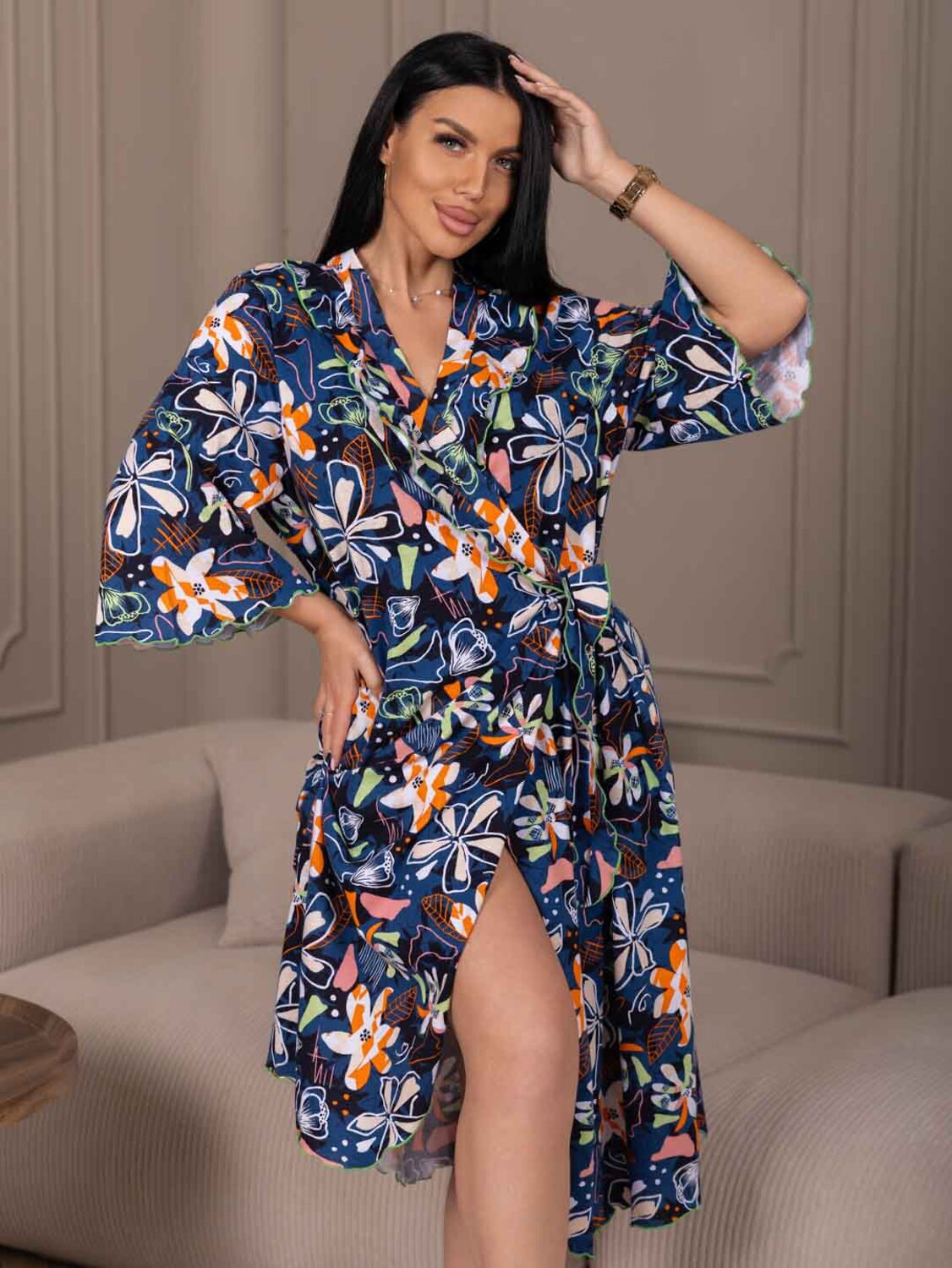 Текс-плюс Халат 587517 00-00247443 Синий,оранжевый