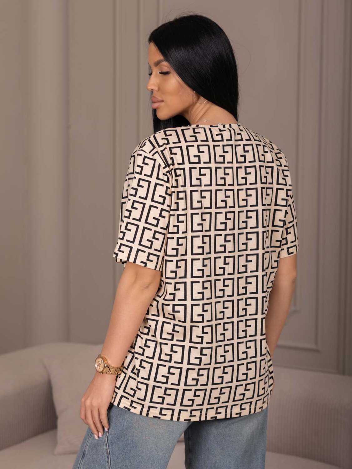 Текс-плюс Футболка 587529 00-00246538 Черный, бежевый