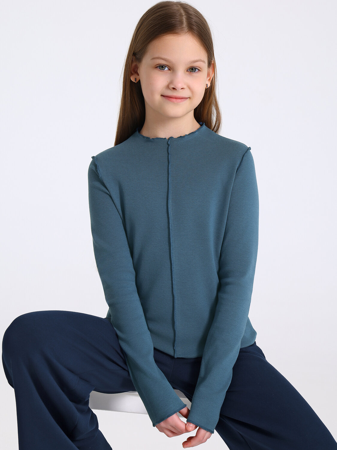 Апрель Лонгслив 587587 1ДДЛД4501200 темно-голубой