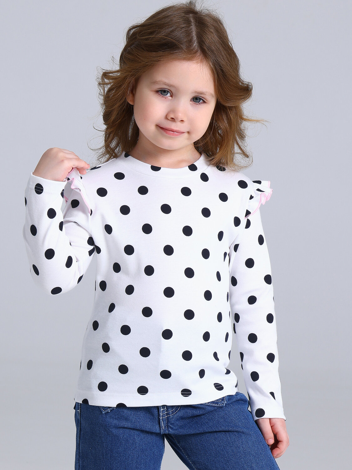 Апрель Лонгслив 587589 1ДДЛД4951067н черный горох на белом