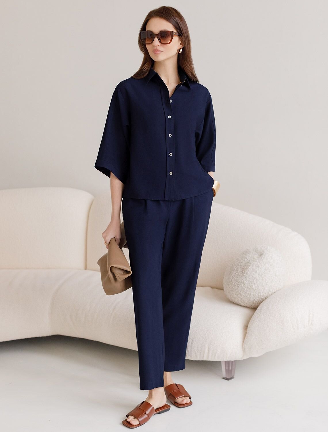 VILATTE Блузка 587882 D29.354 темно-синий