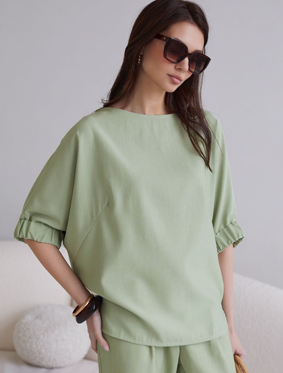 VILATTE Блузка 587883 D29.359 зеленый чай