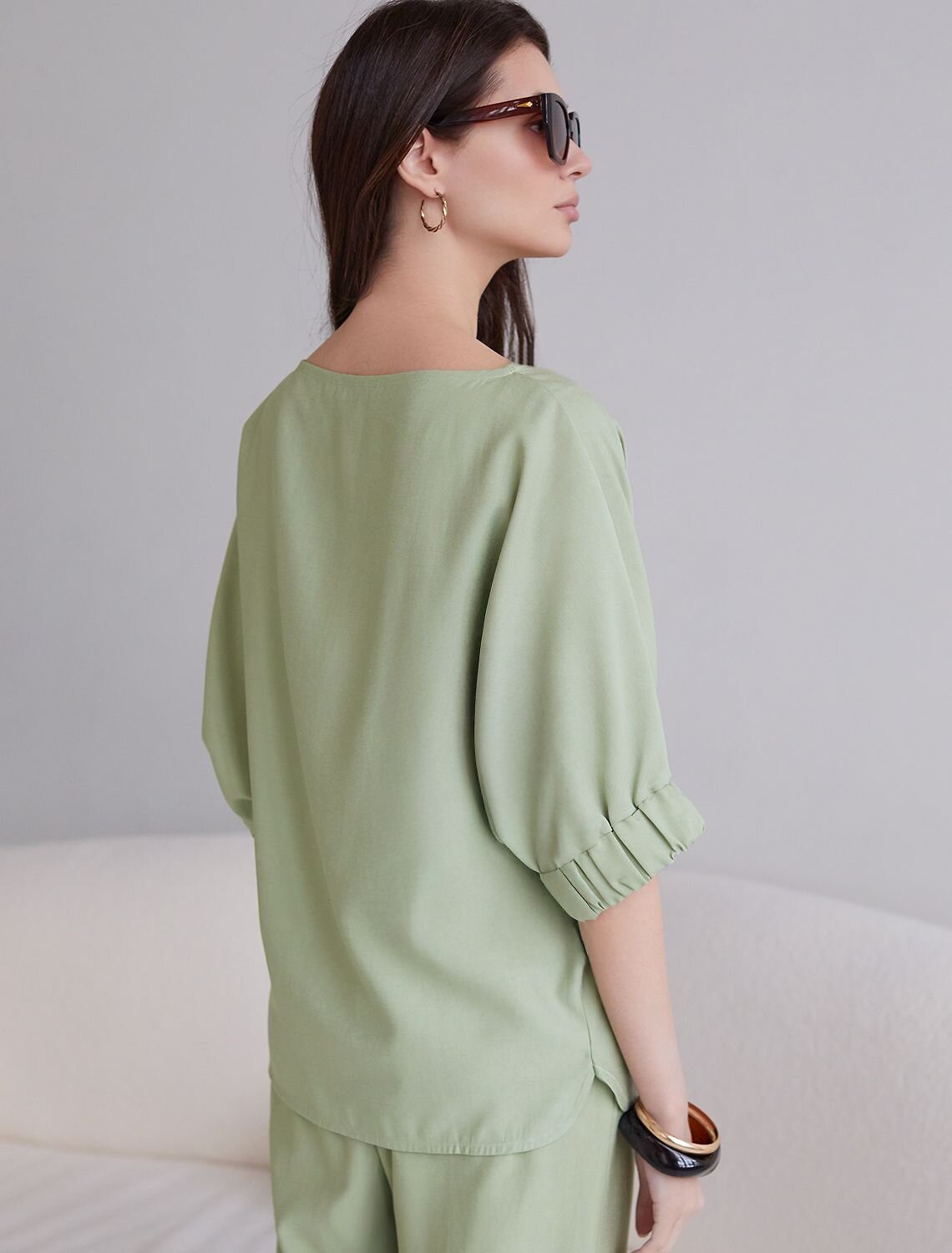 VILATTE Блузка 587883 D29.359 зеленый чай