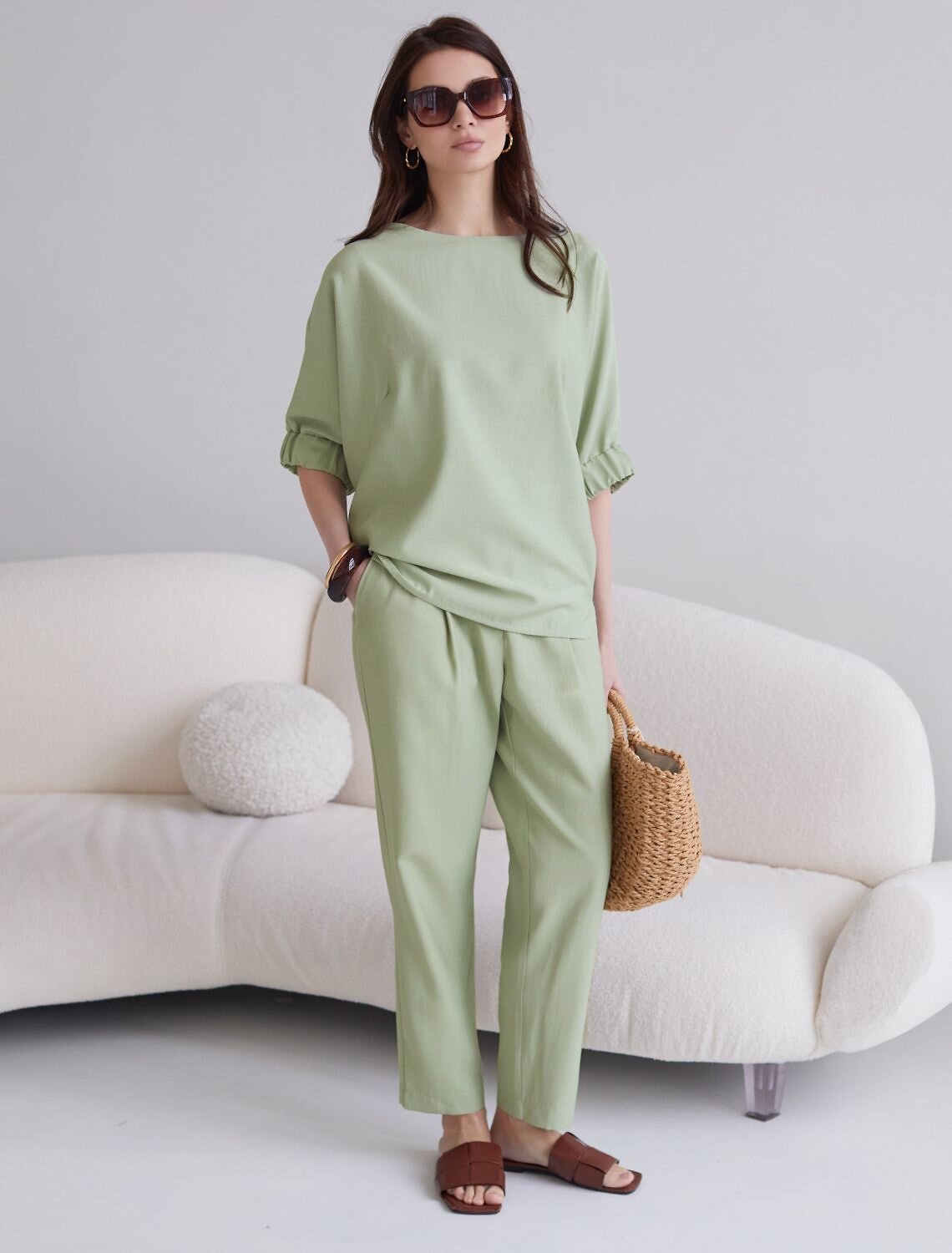 VILATTE Блузка 587883 D29.359 зеленый чай