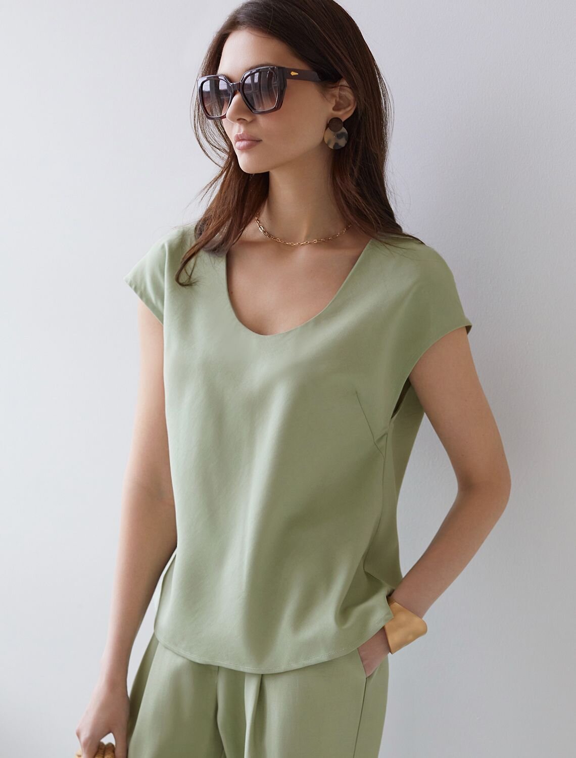 VILATTE Блузка 587887 D29.360 зеленый чай