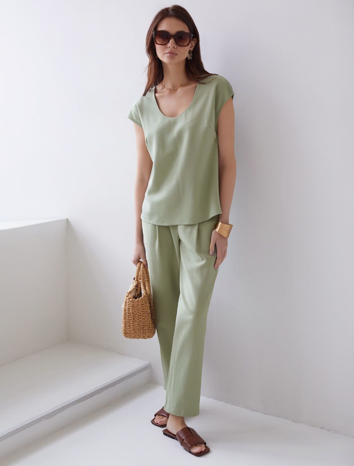 VILATTE Блузка 587887 D29.360 зеленый чай