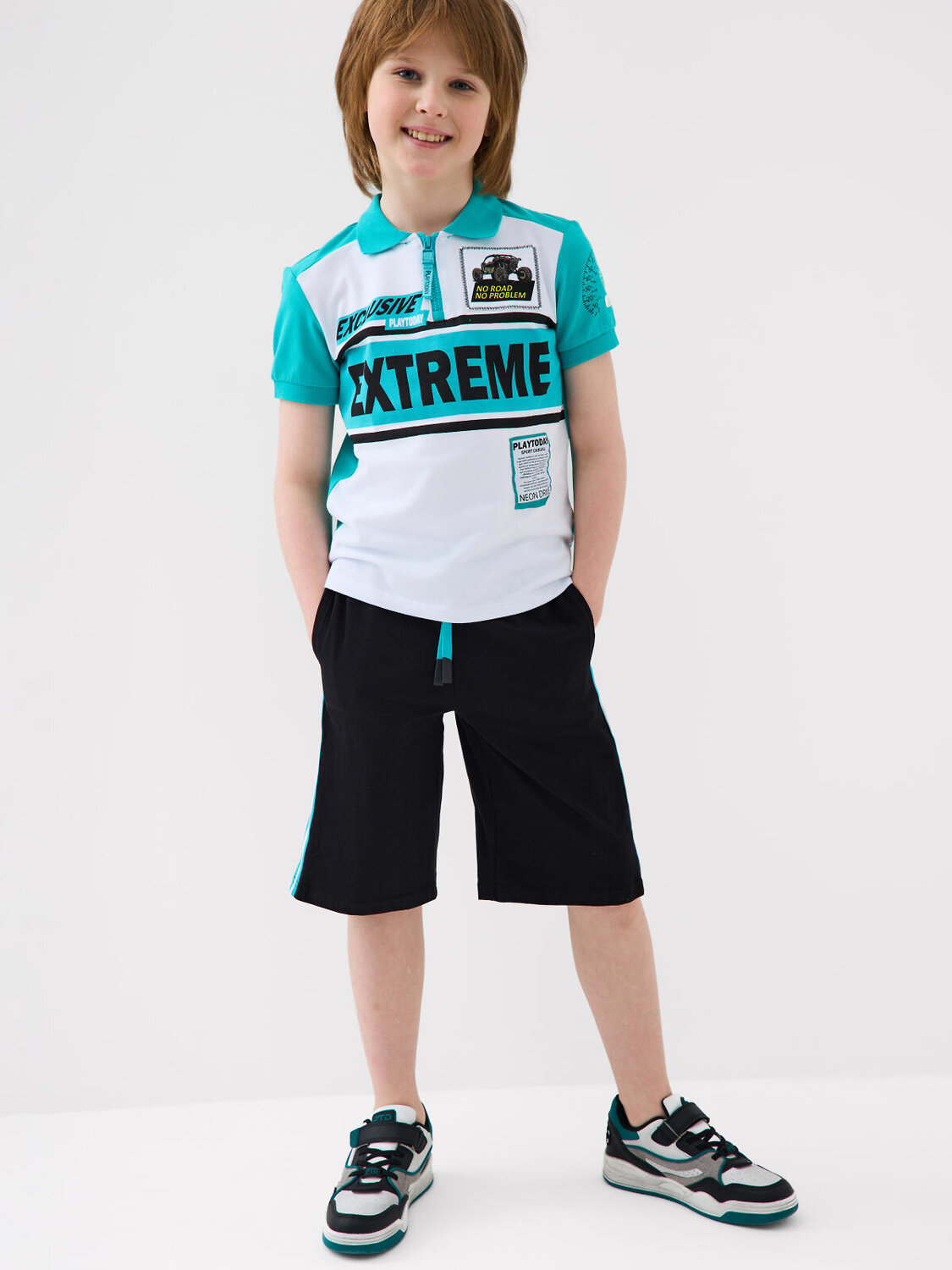 PLAYTODAY Джемпер 587936 12611125 белый,бирюзовый