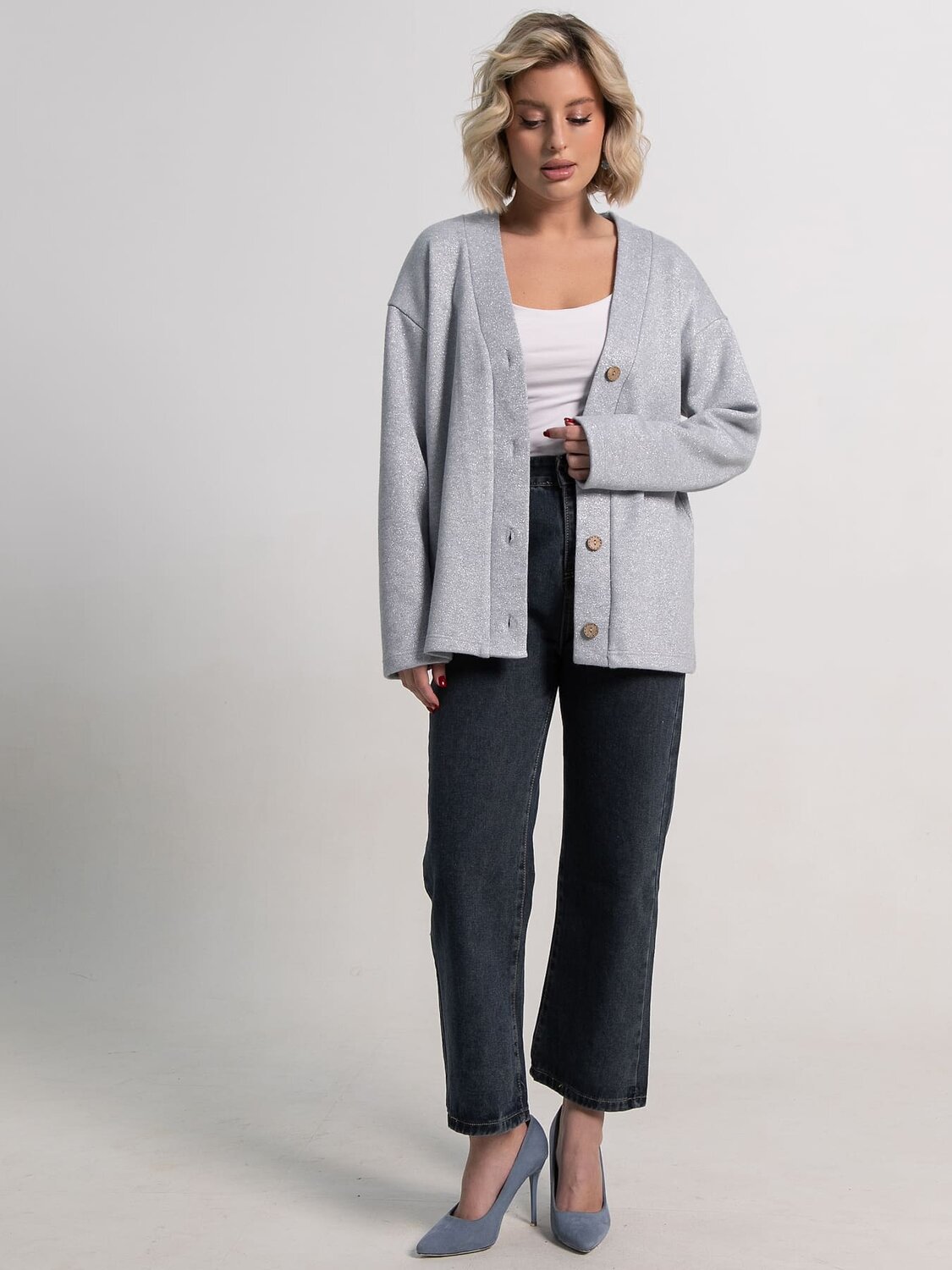 LT Collection Кардиган 588269 Б15254-45М серо-голубой