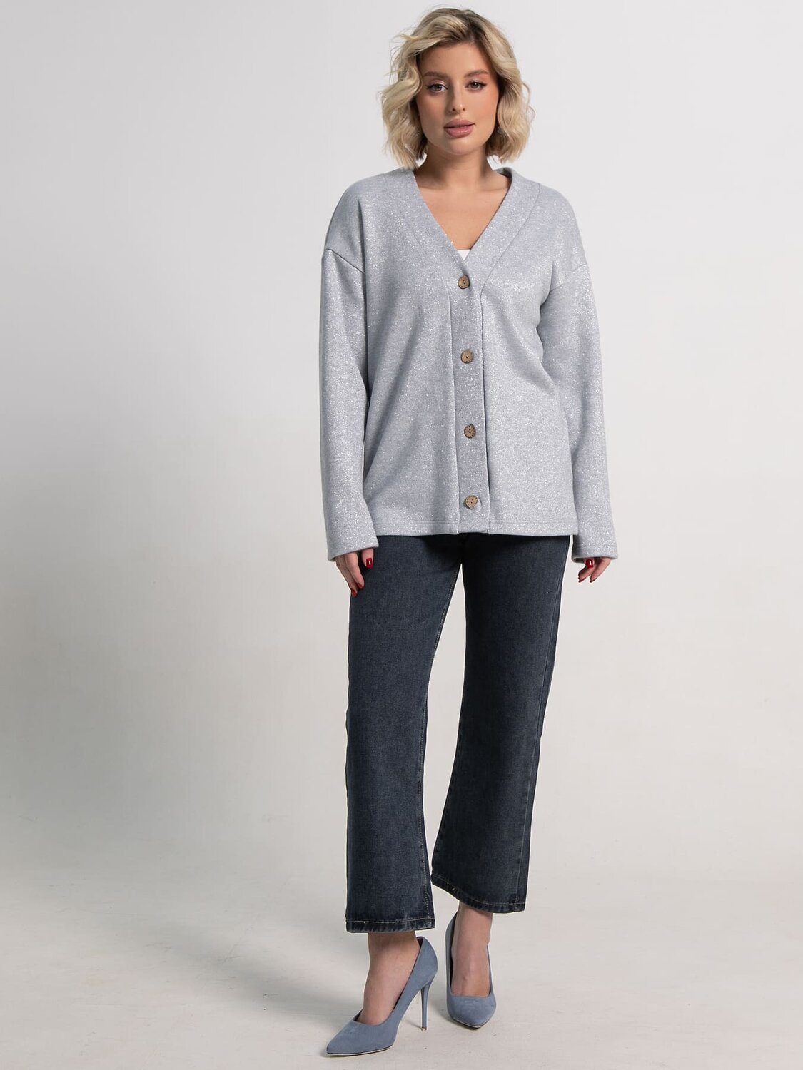 LT Collection Кардиган 588269 Б15254-45М серо-голубой