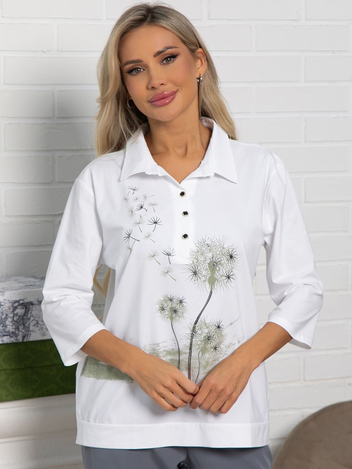 LT Collection Блуза 588271 Б15288-18М белый