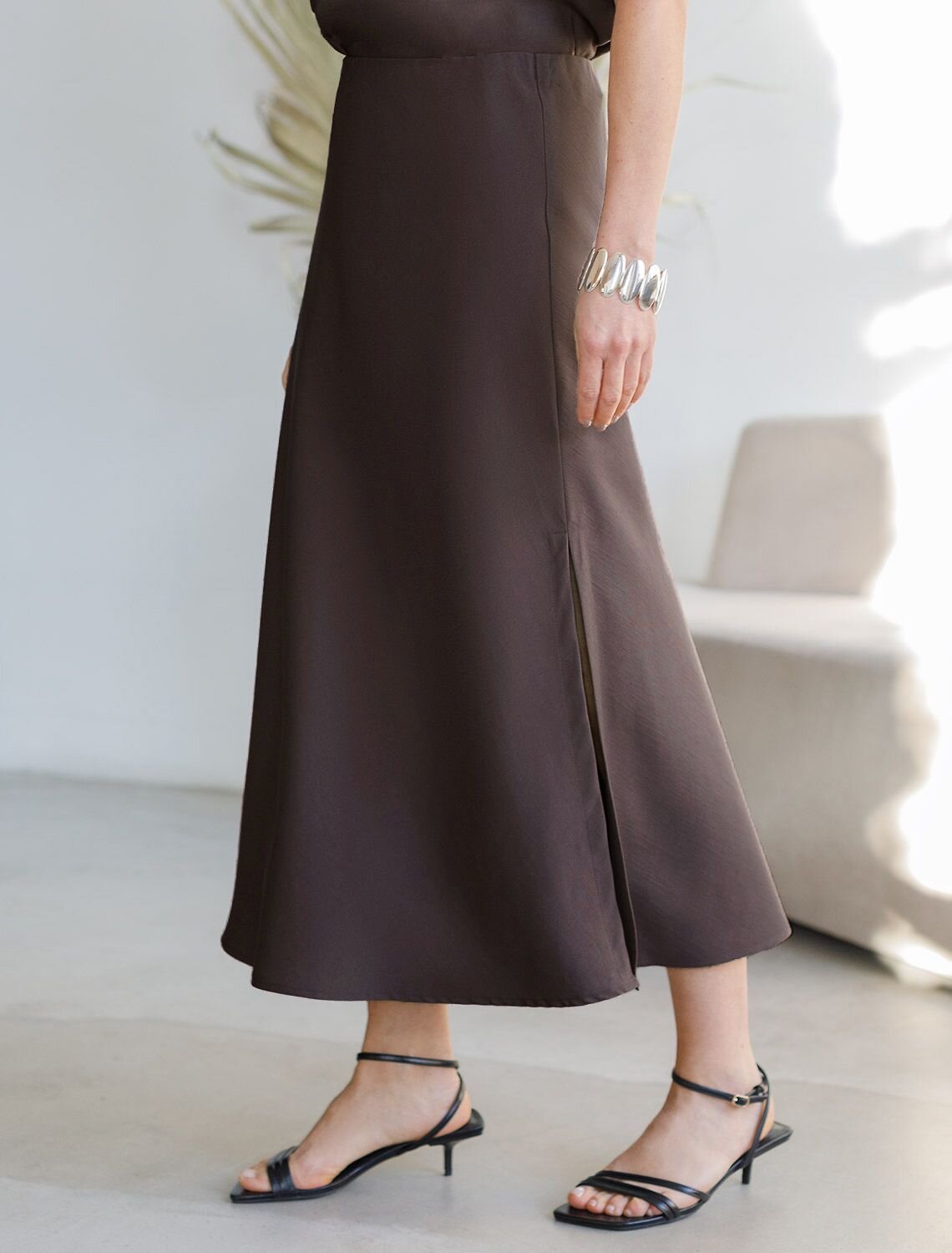 VILATTE Юбка 588322 D26.208 кофейный