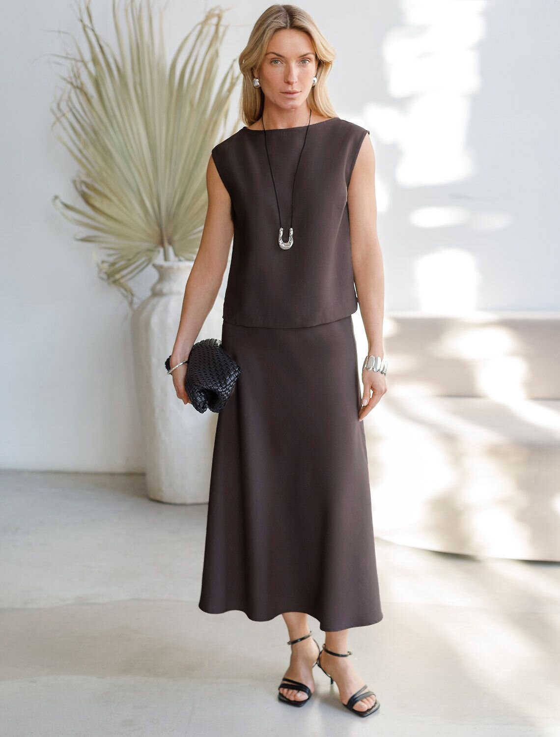 VILATTE Юбка 588322 D26.208 кофейный