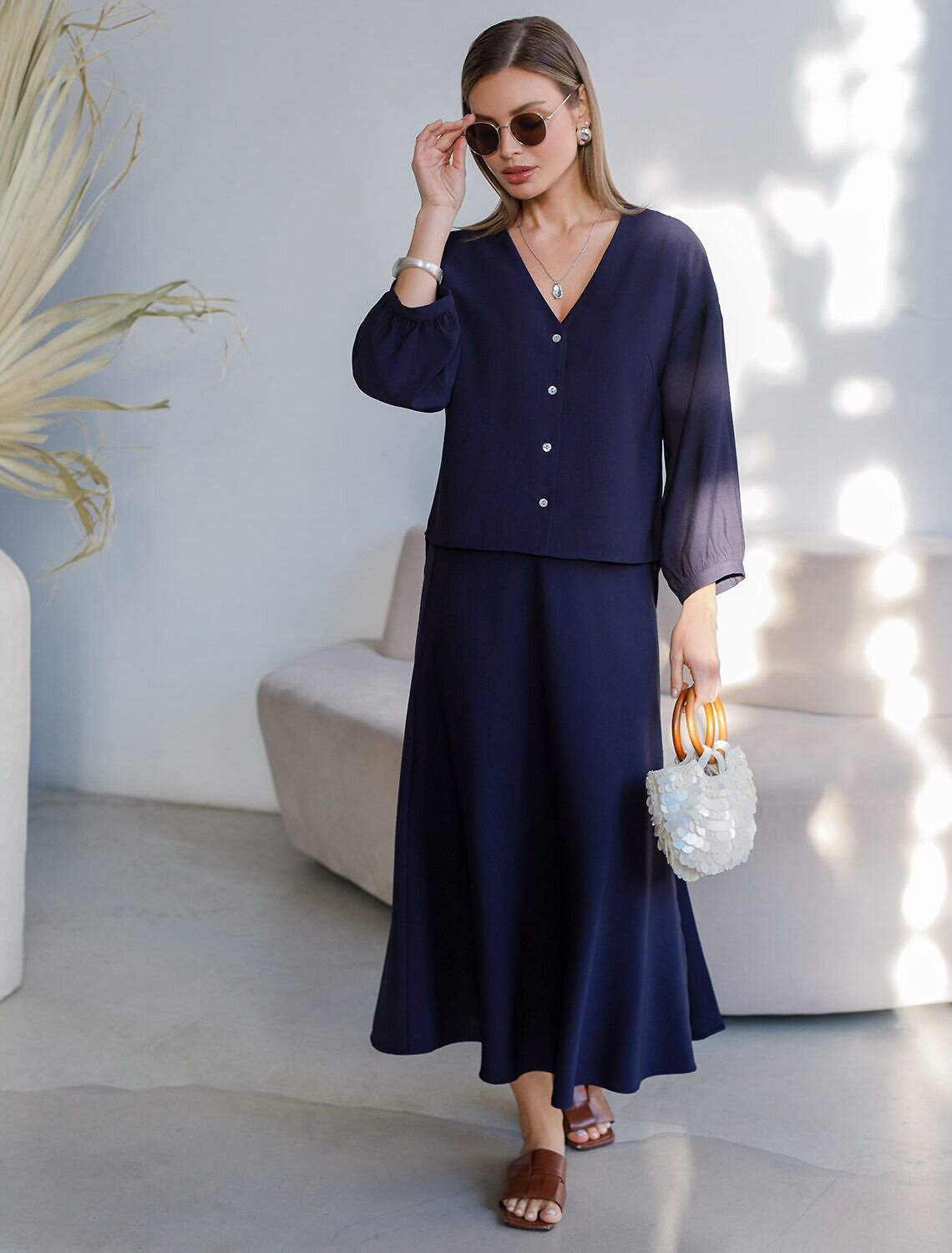 VILATTE Юбка 588325 D26.208 темно-синий