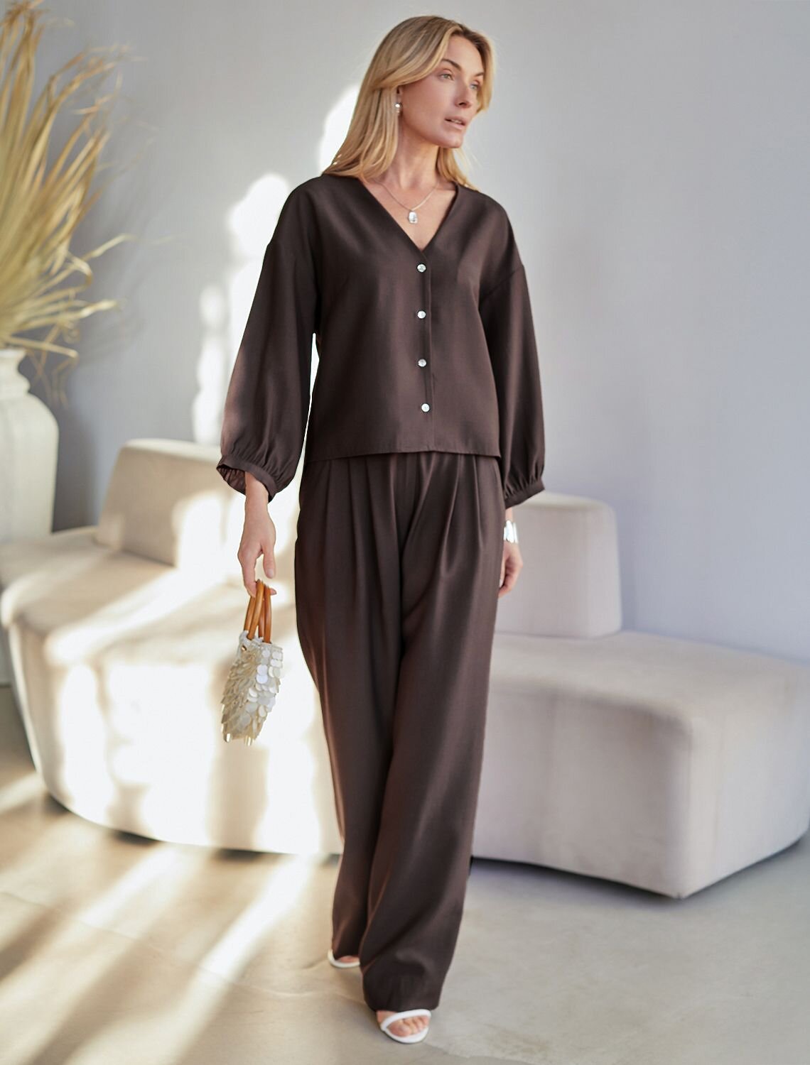 VILATTE Блузка 588334 D29.356 кофейный